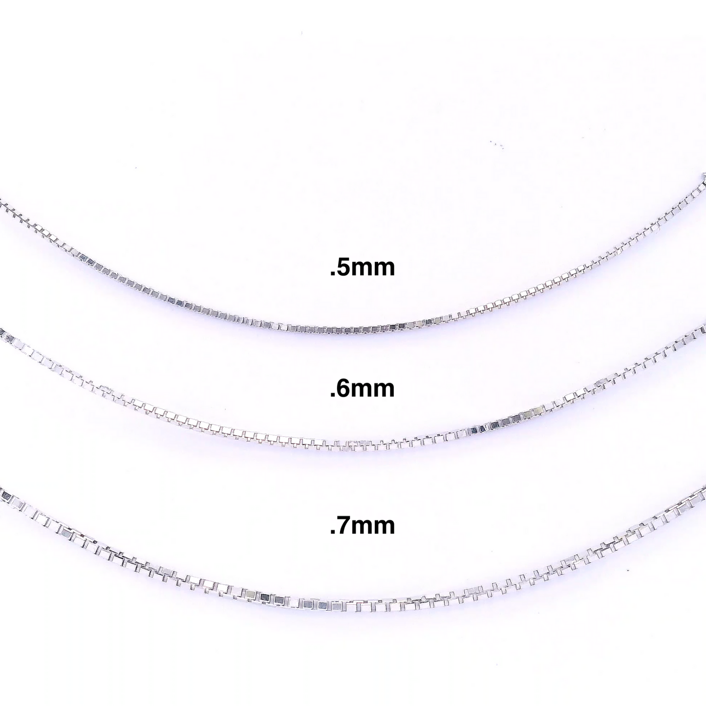 Box Chain .7mm - 14k White Gold - Single Draping Chain