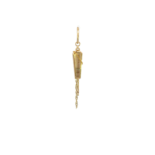 Quartz With Chlorite Coffin and Double Dangles in 14k Yellow Gold