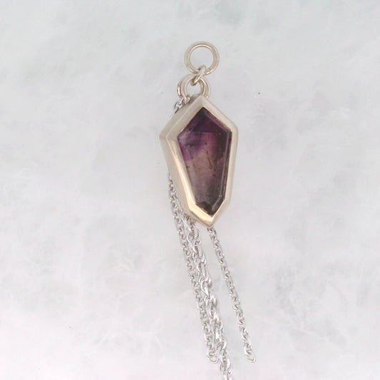 Amethyst Shield - 14k White Gold - Dangle
