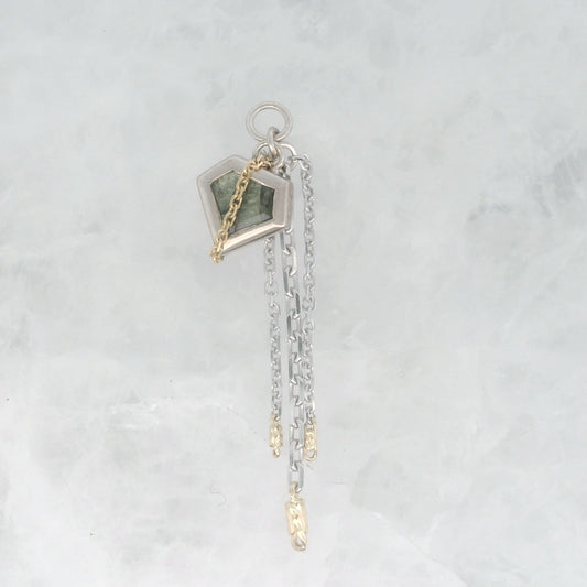 Blue Sapphire Geo Cut - 14k Yellow and White Gold - Dangle