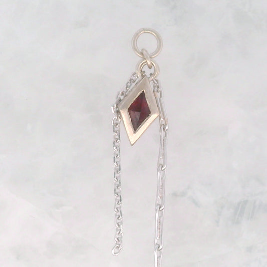 Red Garnet Rhombus - 14k White Gold - Dangle