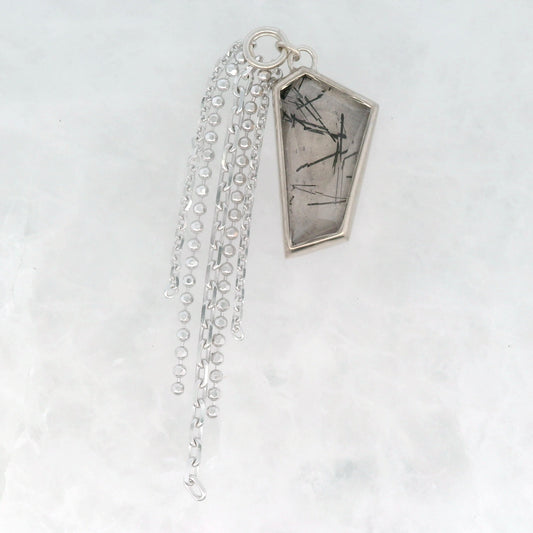 Tourmalinated Quartz - 14k White Gold - Dangle