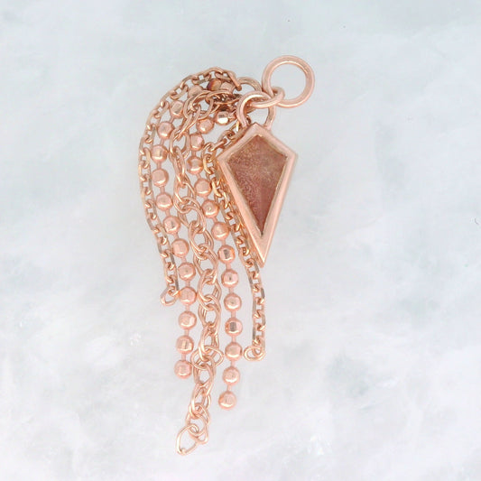 Rose Gold Charm Orange Sunstone Kite with Ultra Tassel