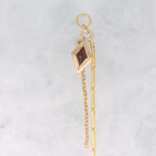 Red Garnet Rhombus - 14k Yellow Gold - Dangle