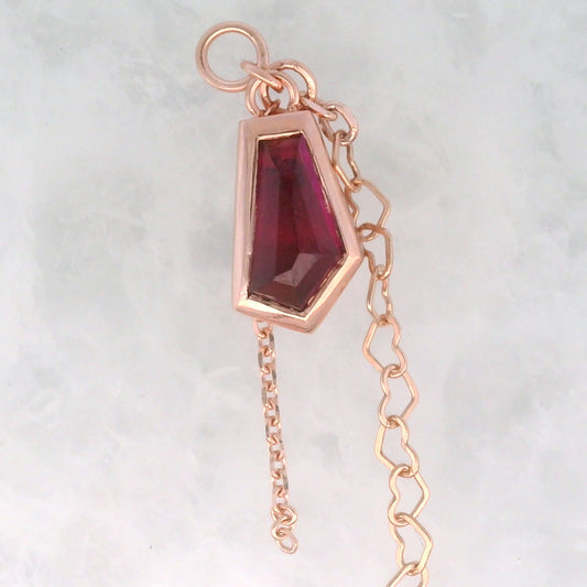 Pink Tourmaline Geo Cut - 14k Rose Gold - Dangle