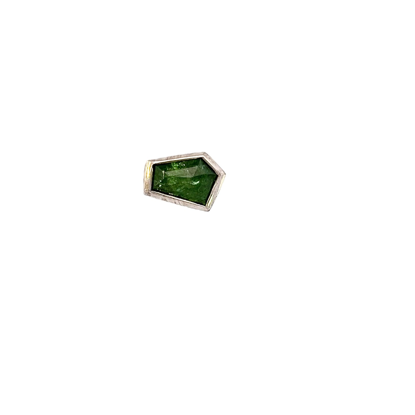 Tsavorite Garnet - Geo Bezel - 14g Internally Threaded - 14k White Gold