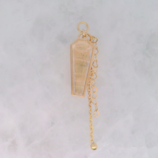 Quartz with Chlorite Coffin - 14k Yellow Gold - Dangle