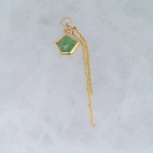 Tsavorite Geo Cut - 14k Yellow Gold - Dangle