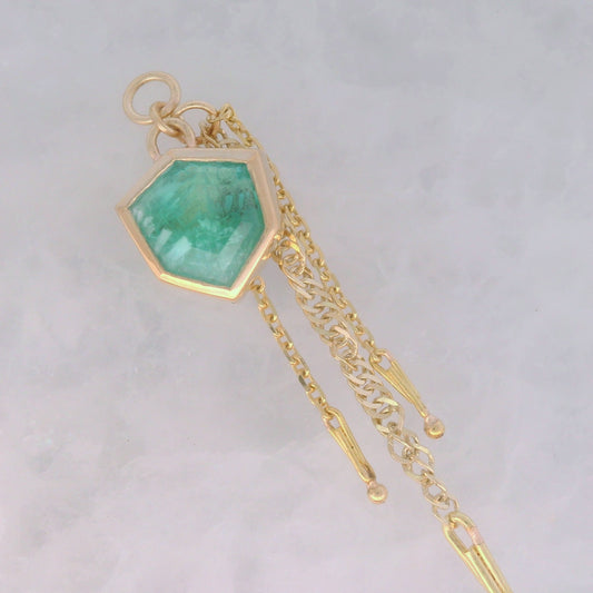 Green Bridewell Shield - 14k Yellow Gold - Dangle