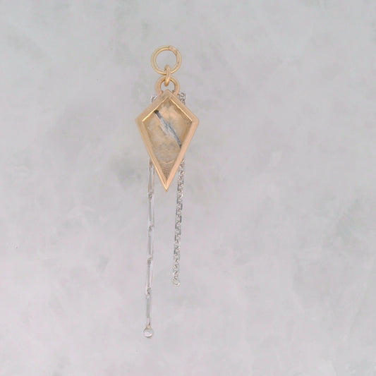 Tourmalinated Quartz - 14k Yellow and White Gold - Dangle