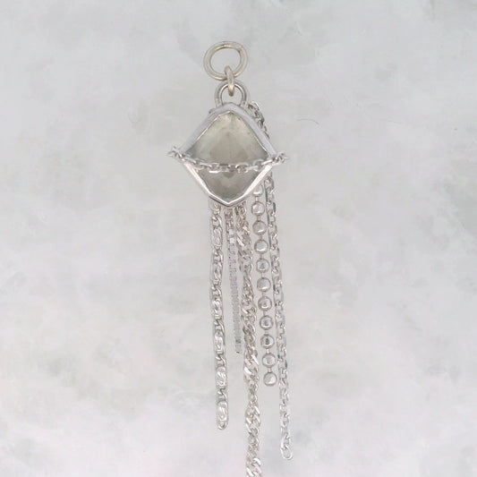 Aqua Square - 14k White Gold - Dangle