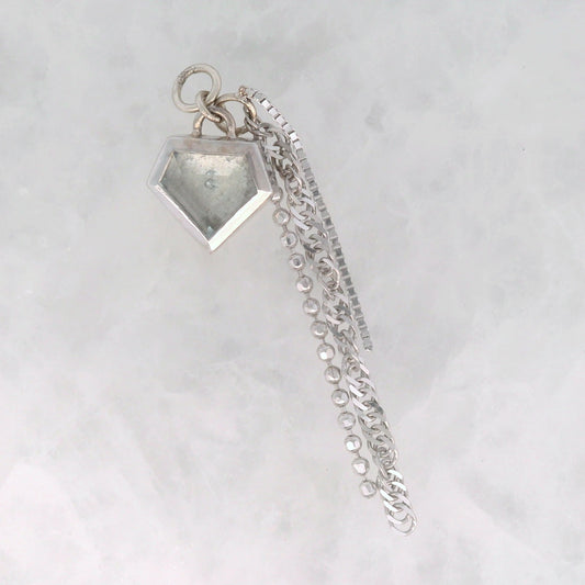 Aqua Pentagon Geo Cut - 14k White Gold - Dangle