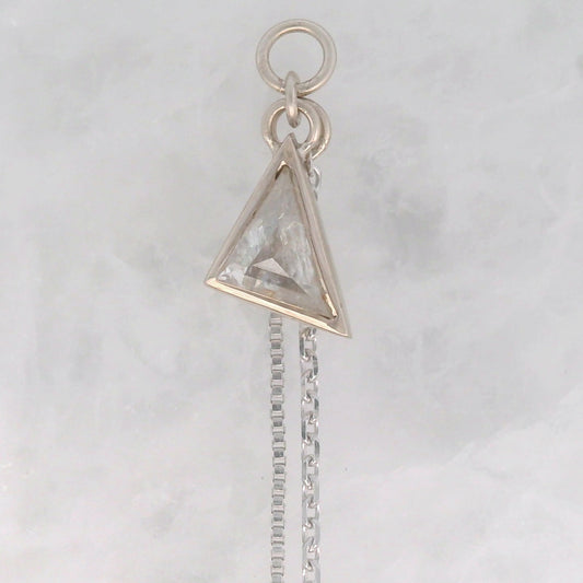 Salt and Pepper Diamond Triangle - 14k White Gold - Dangle