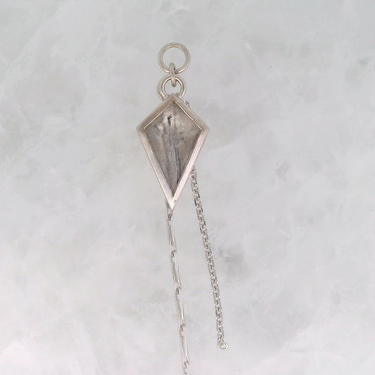 Tourmalinated Quartz Kite - 14k White Gold - Dangle