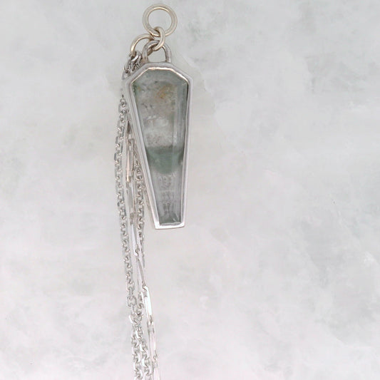 Quartz with Chlorite Coffin - 14k White Gold - Dangle