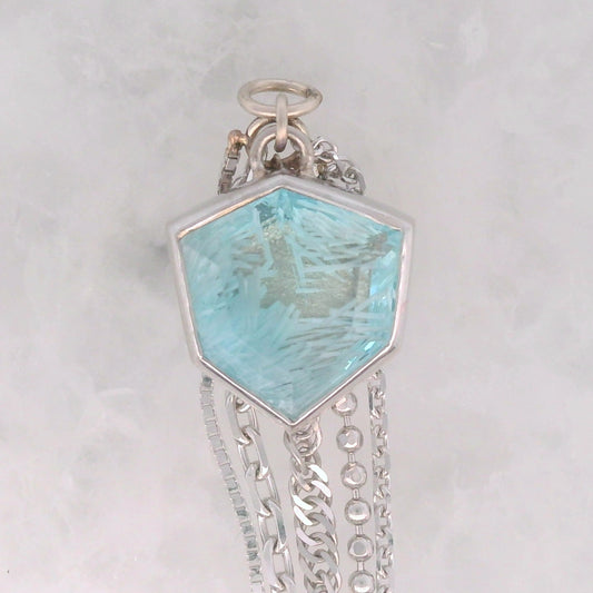 Blue Bridewell Shield - 14k White Gold - Dangle
