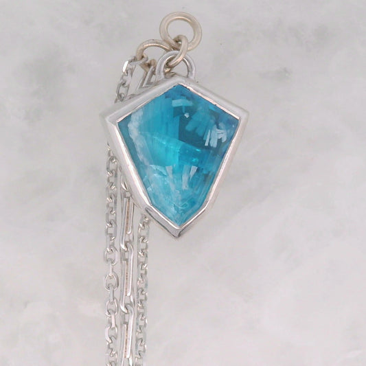 Blue Bridewell Shield - 14k White Gold - Dangle