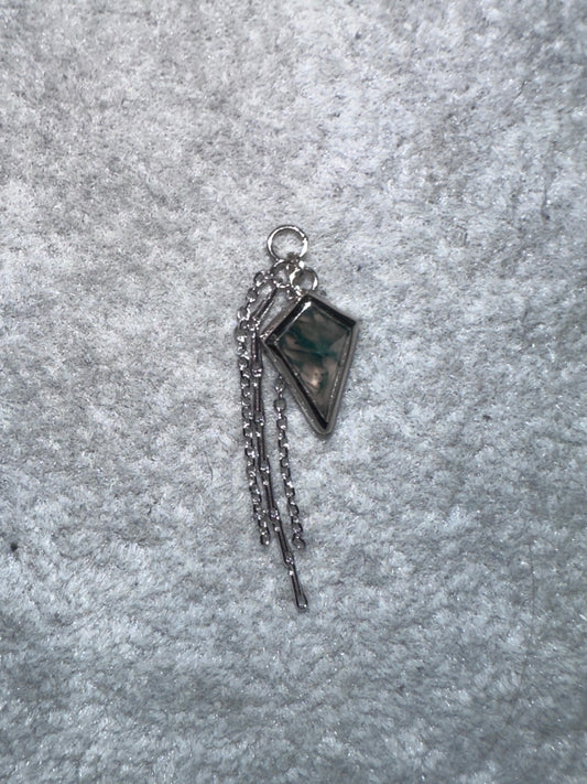 Moss Agate Kite - 14k White Gold - Dangle
